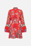 Camilla High Neck Blouson Sleeve Mini Dress - The Summer Palace