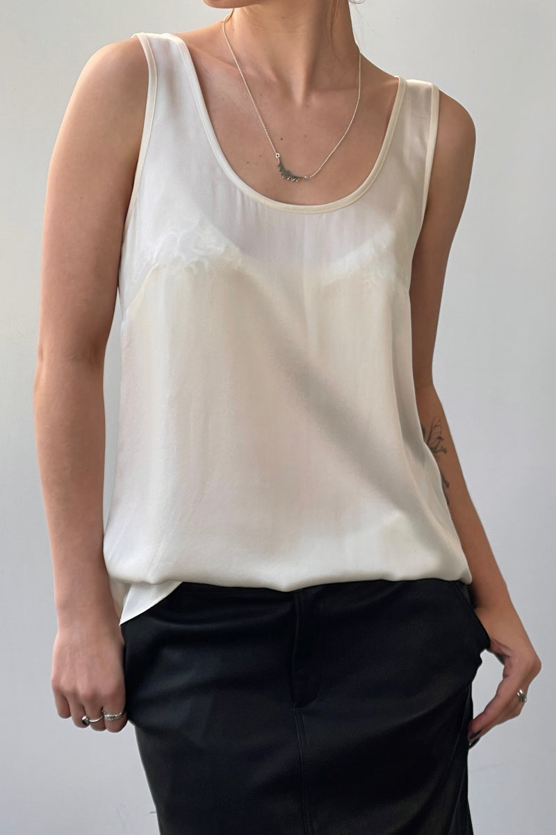 October Reign Luxe Essential Round Neck Camisole - White