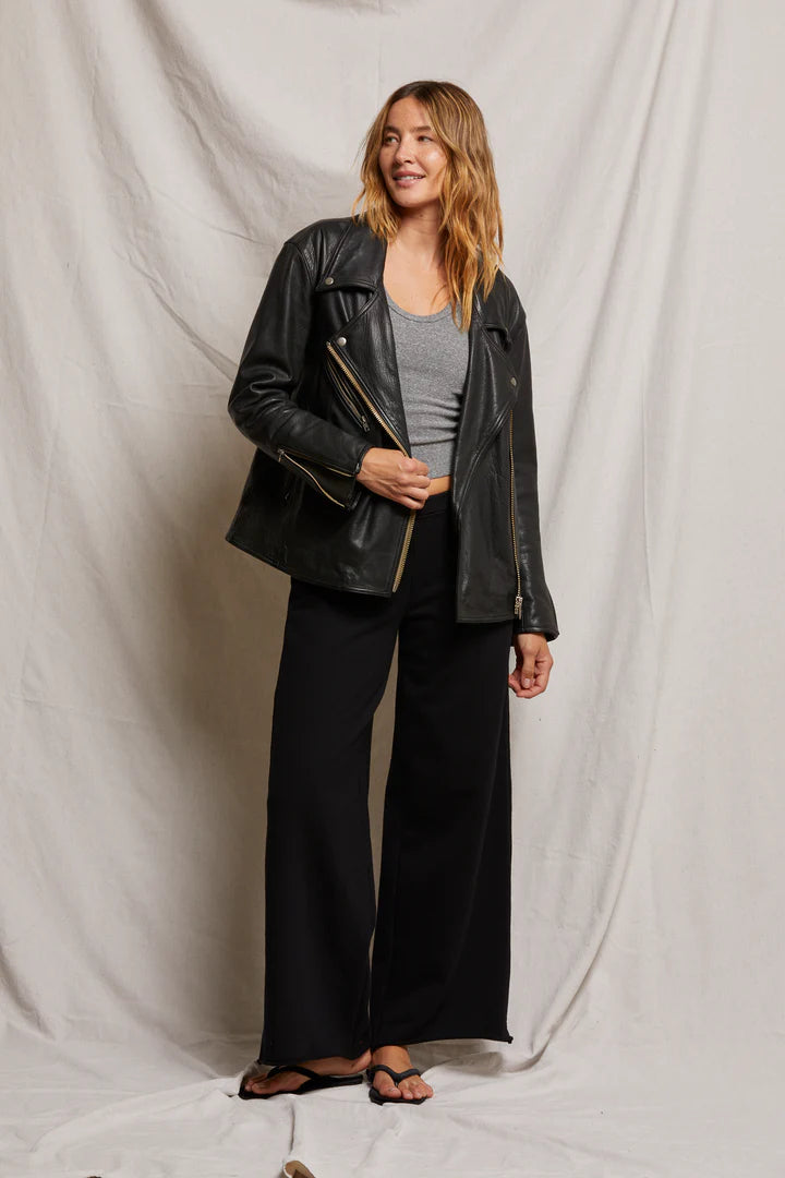 Perfect White Tee Amber Wide Leg Pant - True Black