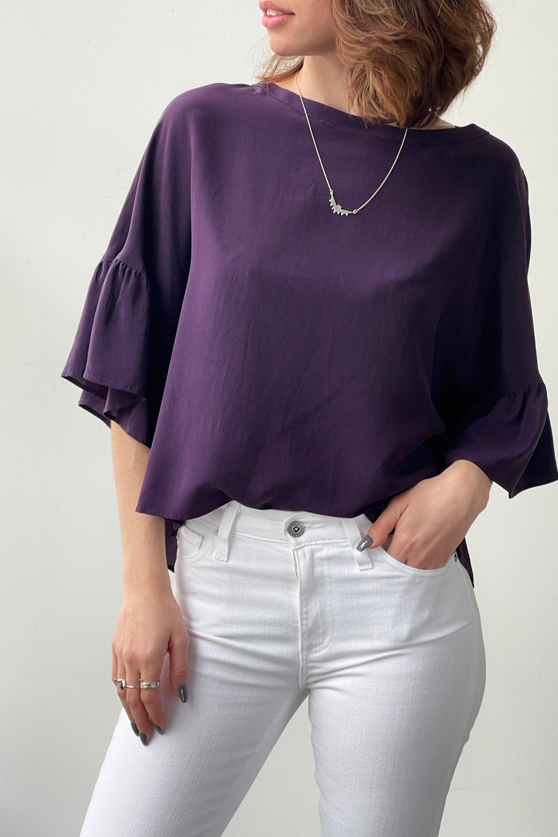 October Reign Silk Paris Top - Raisin