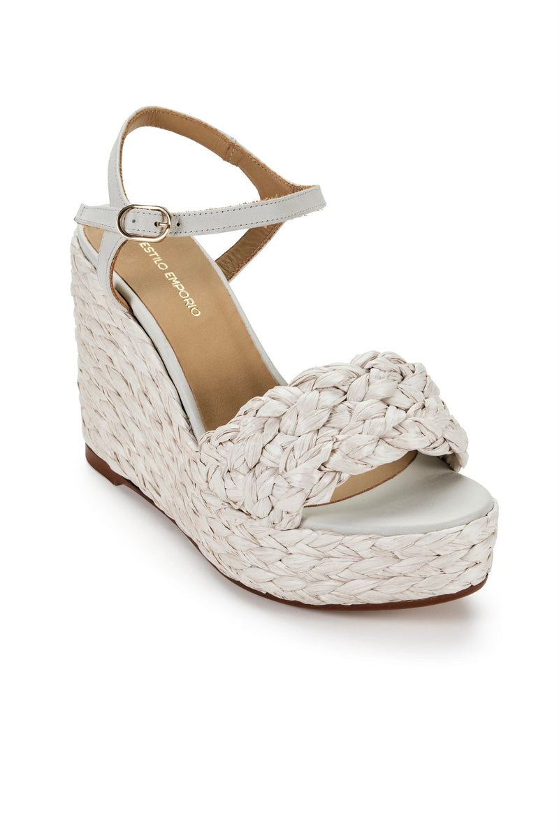 Estilo Emporio Carrie Raffia Braided Wedge - Natural