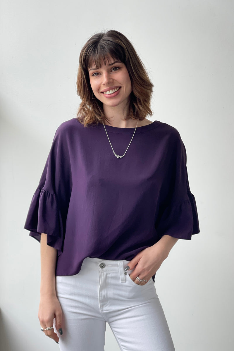 October Reign Silk Paris Top - Raisin