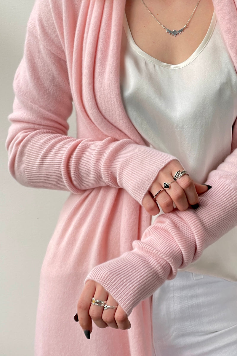 October Reign Voyage Cashmere Cardigan - Lemonade Pink