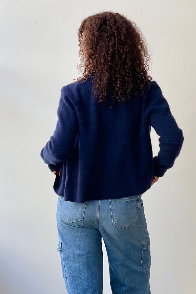 October Reign Atlas Cashmere Cardigan - Navy