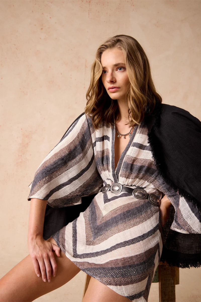 Estilo Emporio Gia Mini Dress - Dark Chocolate Stripe