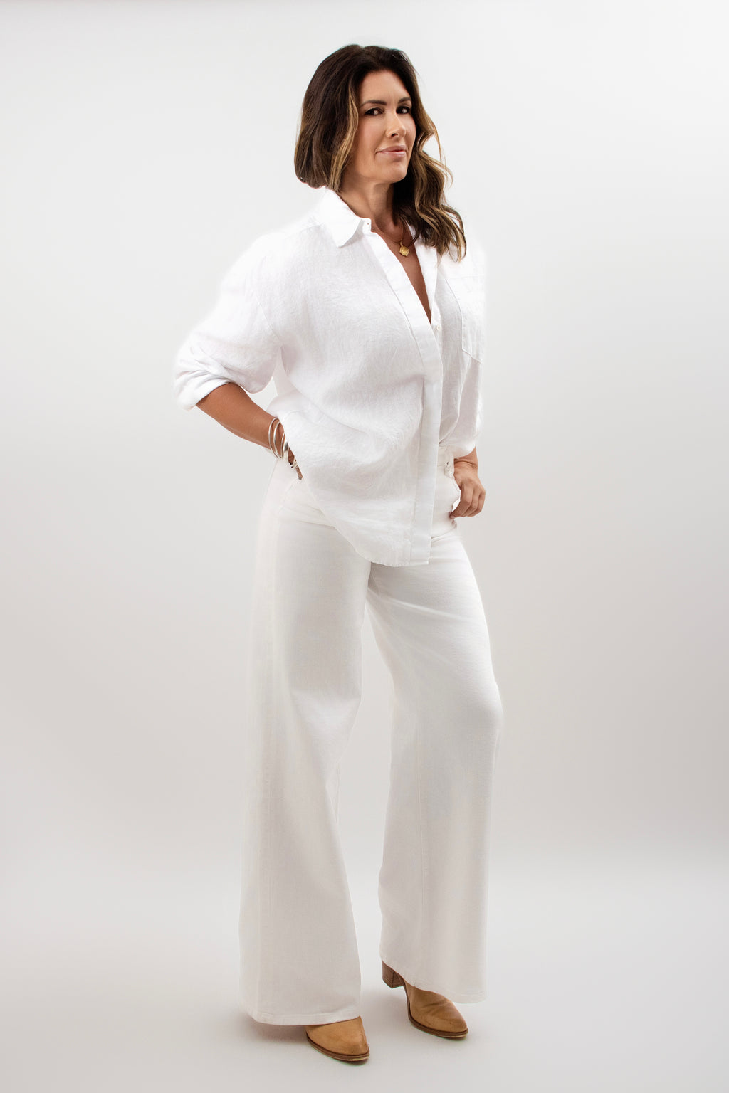 October Reign Oversized White Linen Shirt