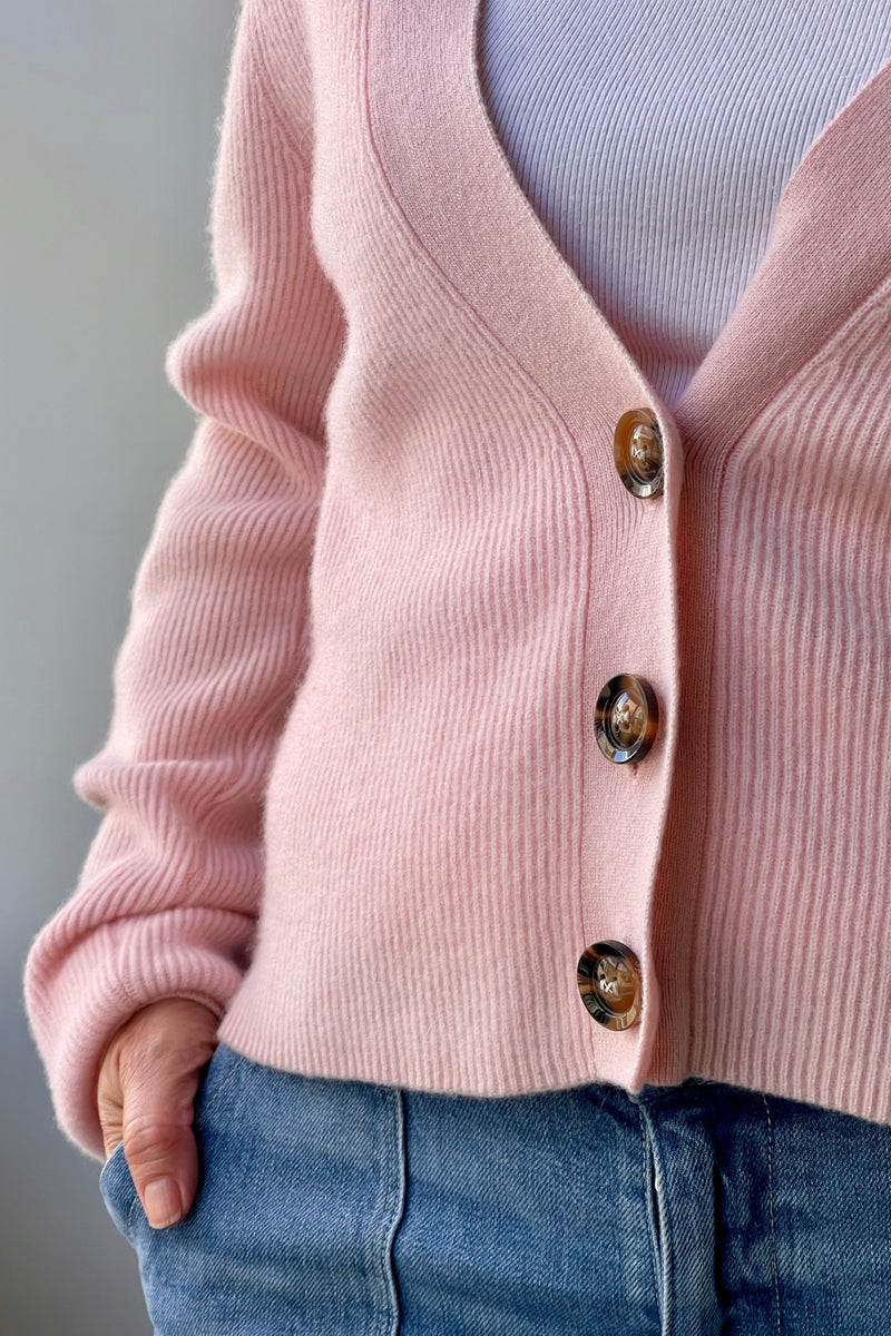 October Reign Atlas Cashmere Cardigan - Rose Quartz