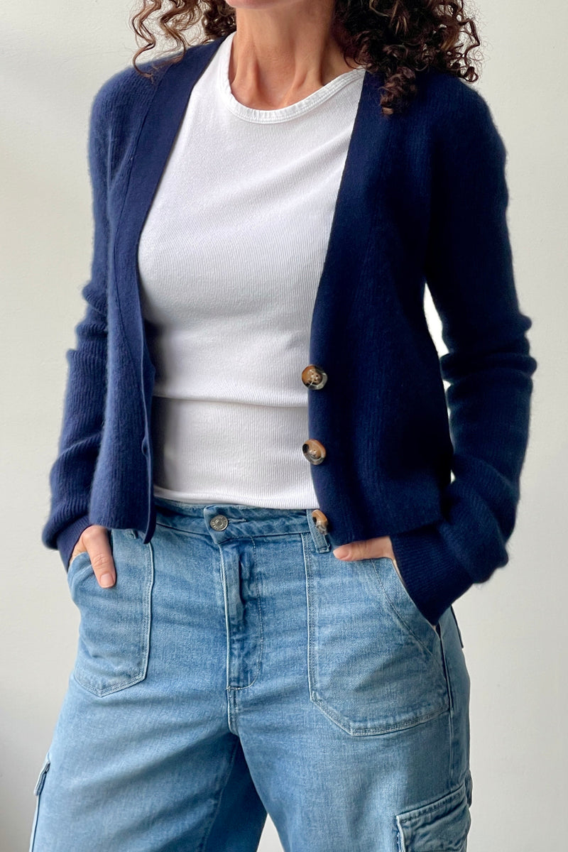 October Reign Atlas Cashmere Cardigan - Navy