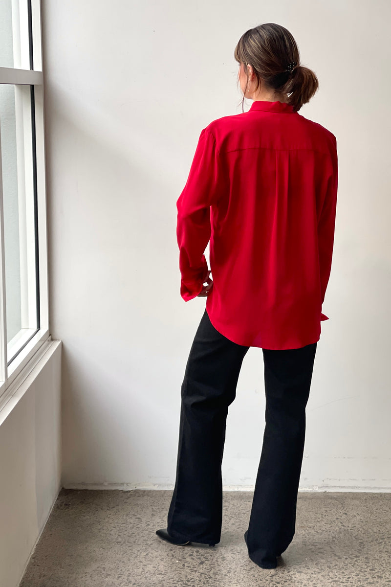 October Silk October Reign Essential Silk Shirt - Lipstick