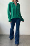 October Reign Essential Silk Shirt - Emerald Green