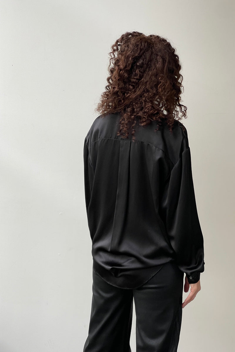 October Reign Luxe Oversized Silk Shirt - Black