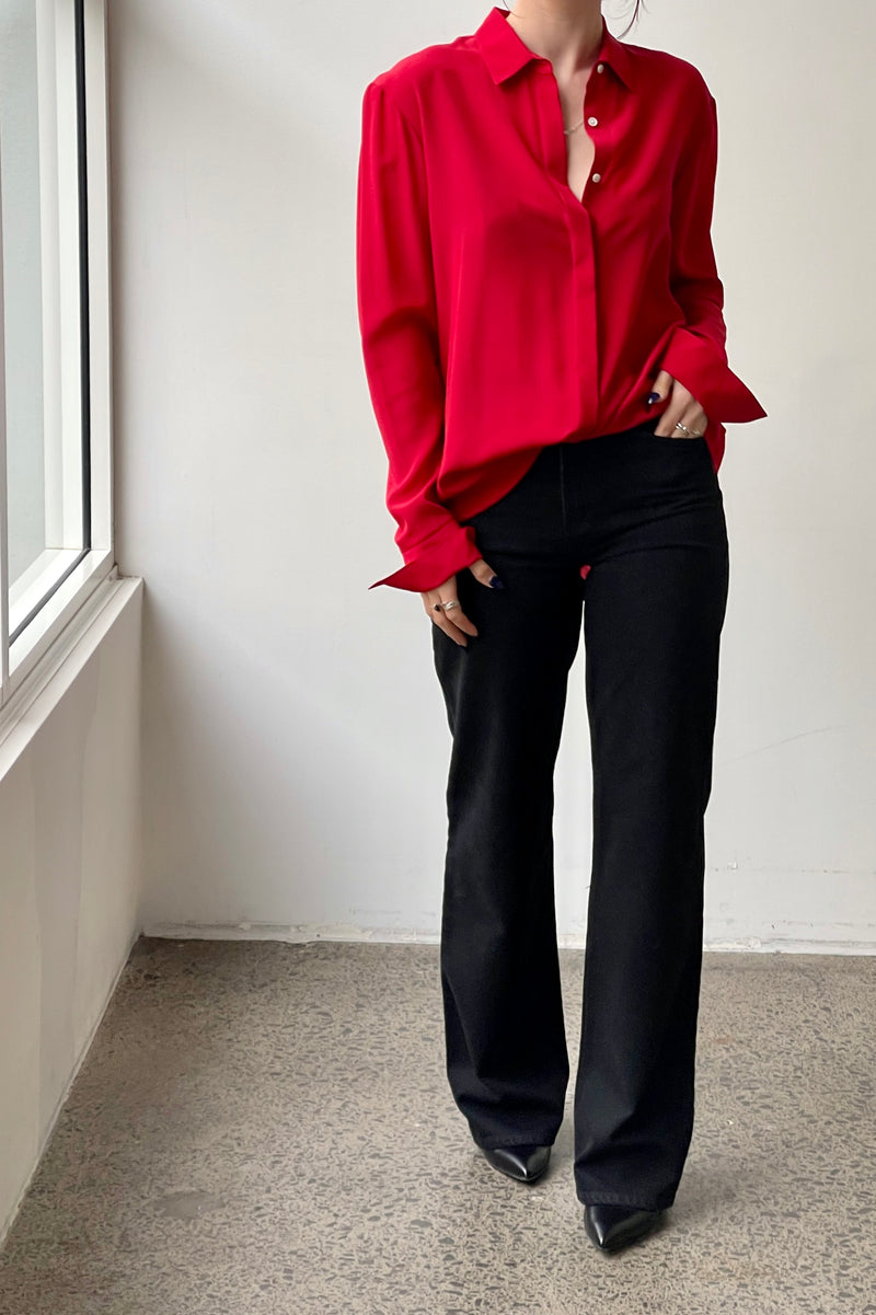 October Silk October Reign Essential Silk Shirt - Lipstick