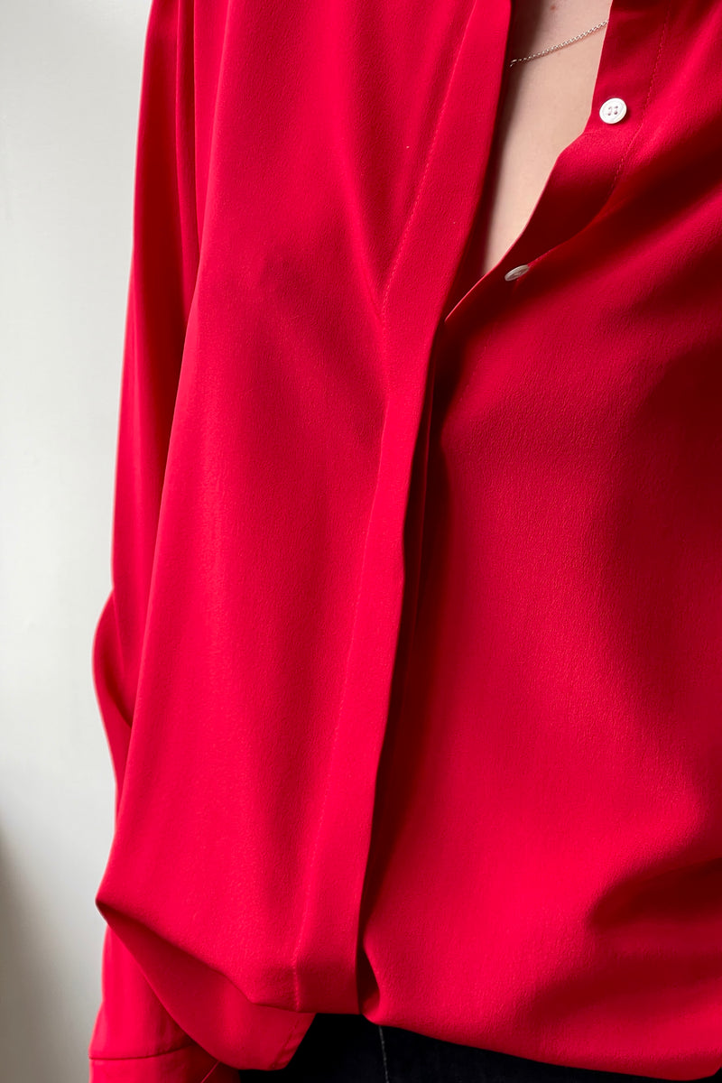 October Silk October Reign Essential Silk Shirt - Lipstick