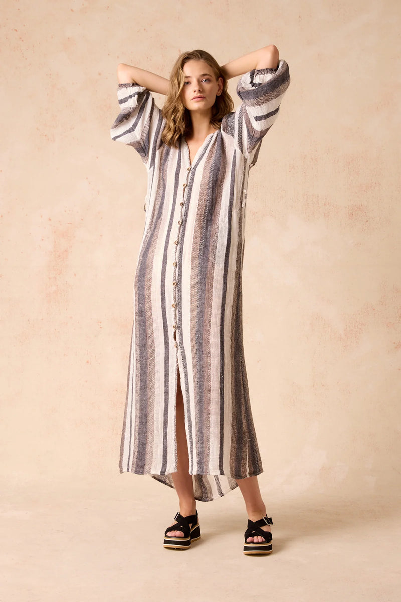 Estilo Emporio El Manto Dress - Dark Chocolate Stripe