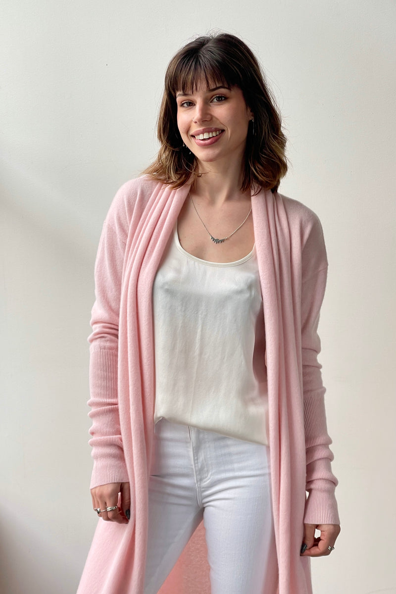 October Reign Voyage Cashmere Cardigan - Lemonade Pink