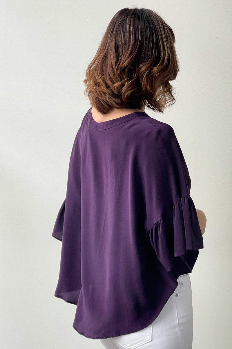 October Reign Silk Paris Top - Raisin