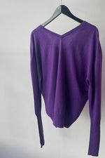 October Reign Double V Neck Cashmere Sweater - Royal Purple
