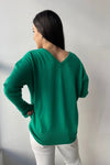 October Reign Double-V Cashmere Sweater - Pepper Green