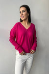 October Reign Double-V Cashmere Sweater - Beetroot Purple