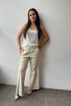 October Reign Leather Wide Leg Pants - White