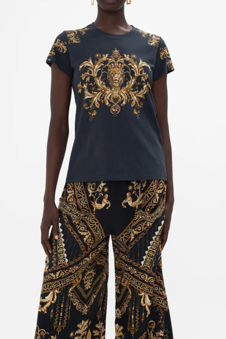 Camilla Slim Fit Round Neck T-shirt - Duomo Dynasty