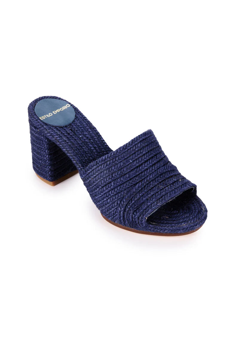 Estilo Emporio Woven Jute Mule - Navy