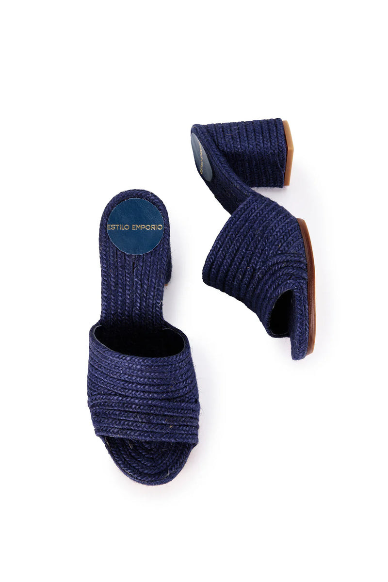 Estilo Emporio Woven Jute Mule - Navy