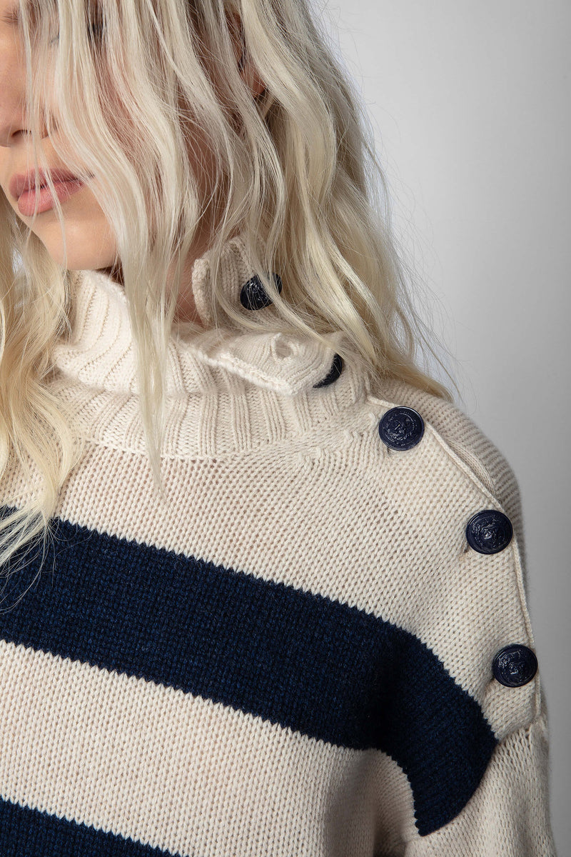 Zadig & Voltaire Alma Stripes Cashmere Sweater - Sugar