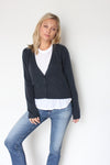 October Reign Loulou Cashmere Cardigan - Anchor