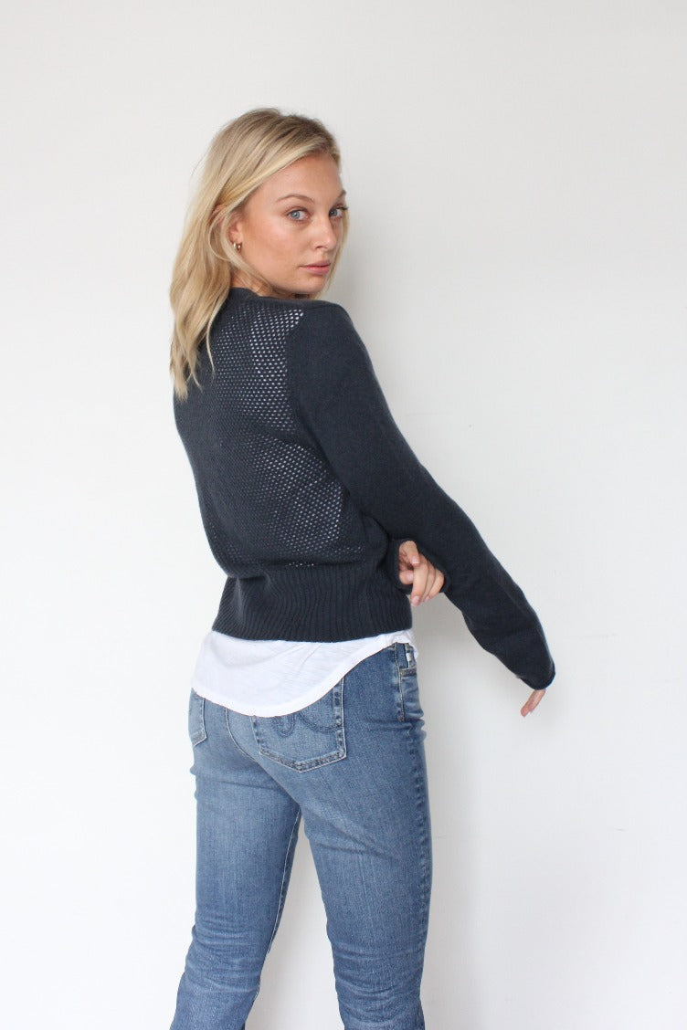 October Reign Loulou Cashmere Cardigan - Anchor