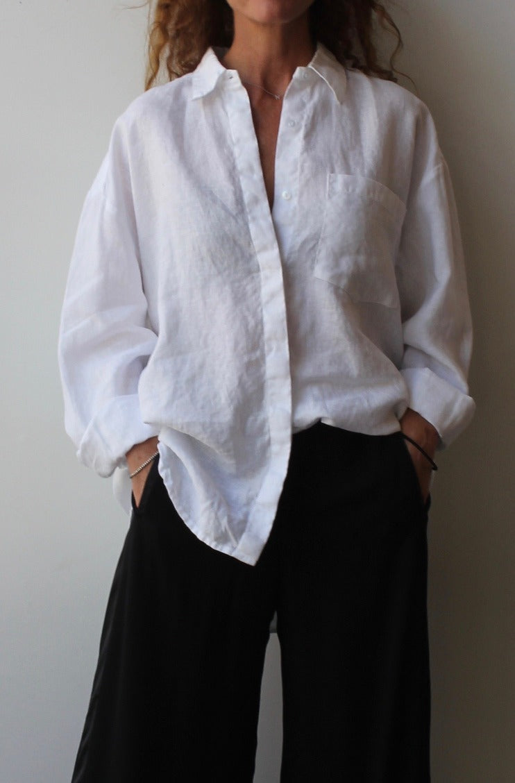 October Reign Oversized White Linen Shirt