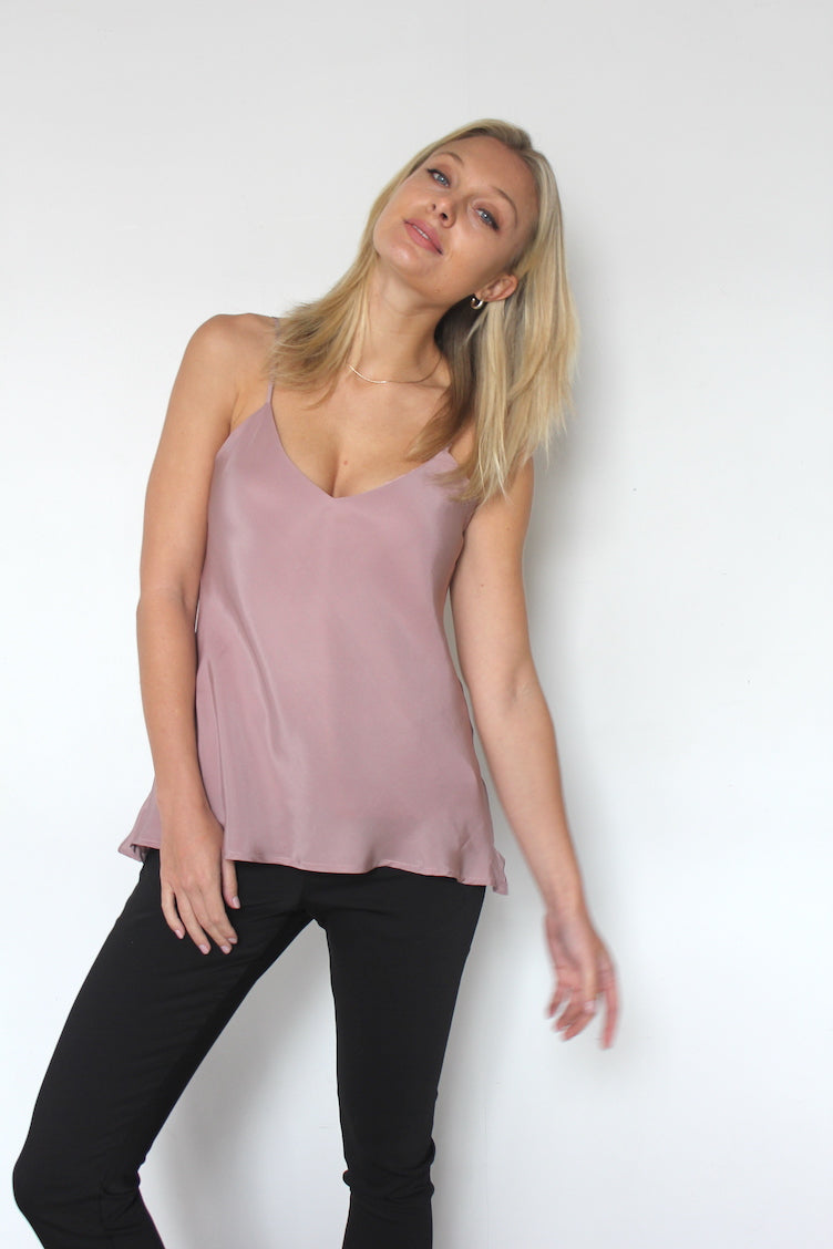 Gold Hawk Double Silk Solid Camisole - Muted Rose