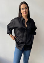 October Reign Luxe Oversized Silk Shirt - Black