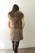 October Reign Wanderer Long Fur Vest - Grizzly