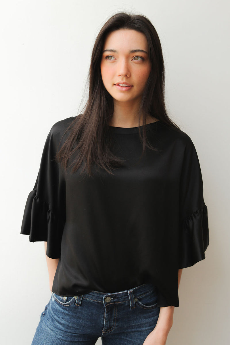 October Silk October Reign Luxe Silk Paris Top - Black