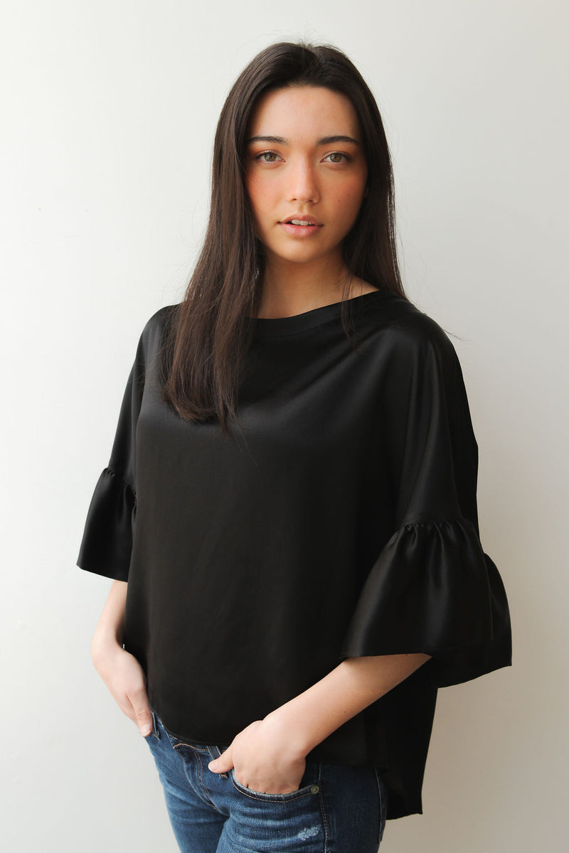 October Silk October Reign Luxe Silk Paris Top - Black