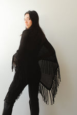 October Reign Loulou Cashmere Poncho - Black