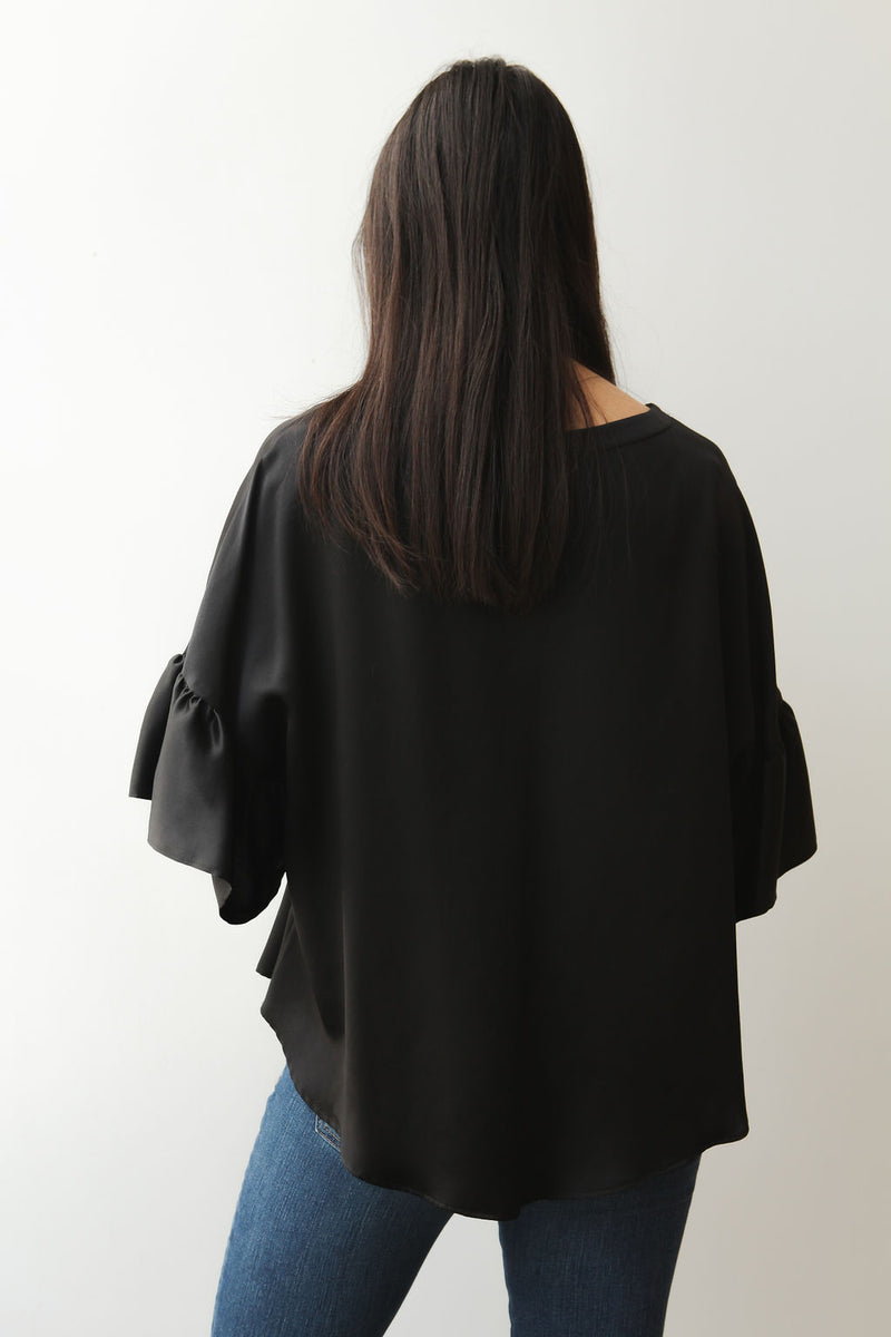 October Silk October Reign Luxe Silk Paris Top - Black