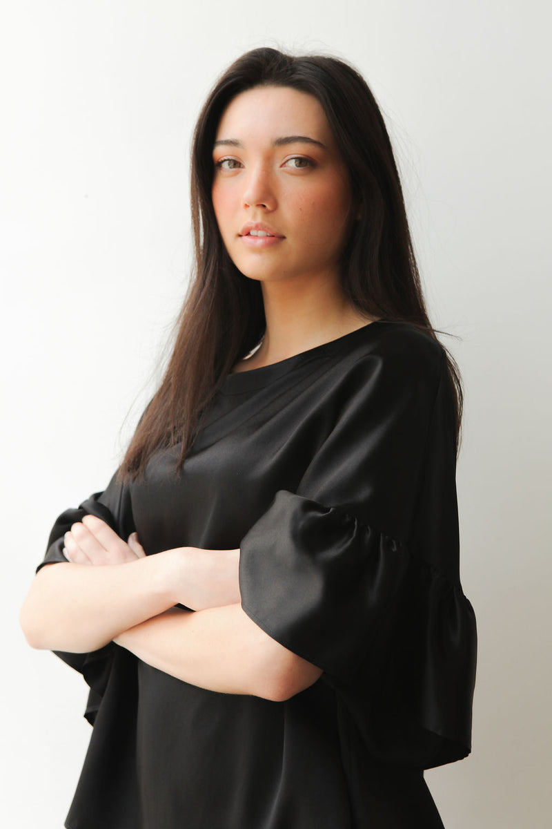 October Silk October Reign Luxe Silk Paris Top - Black